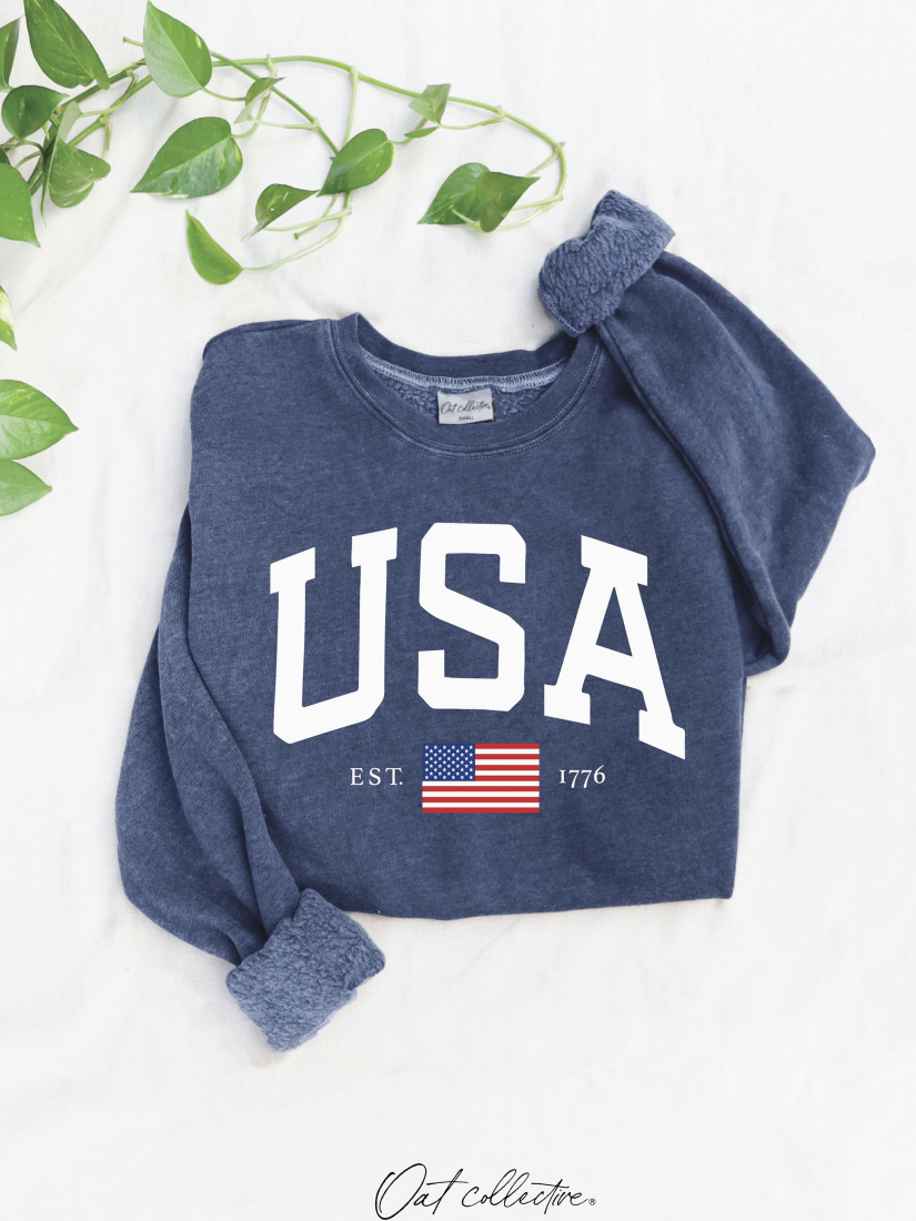 USA Est.1776 Mineral Graphic Sweatshirt - by OAT COLLECTIVE®