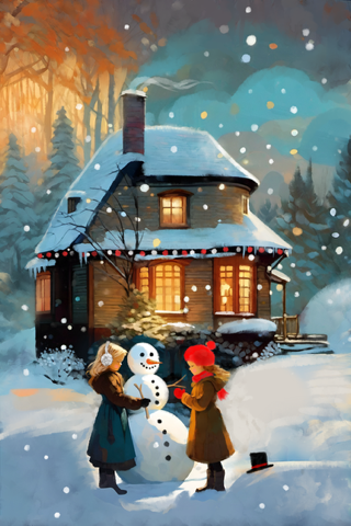 Do You Want To Build A Snowman? - Illustrated Print by Thomas Little