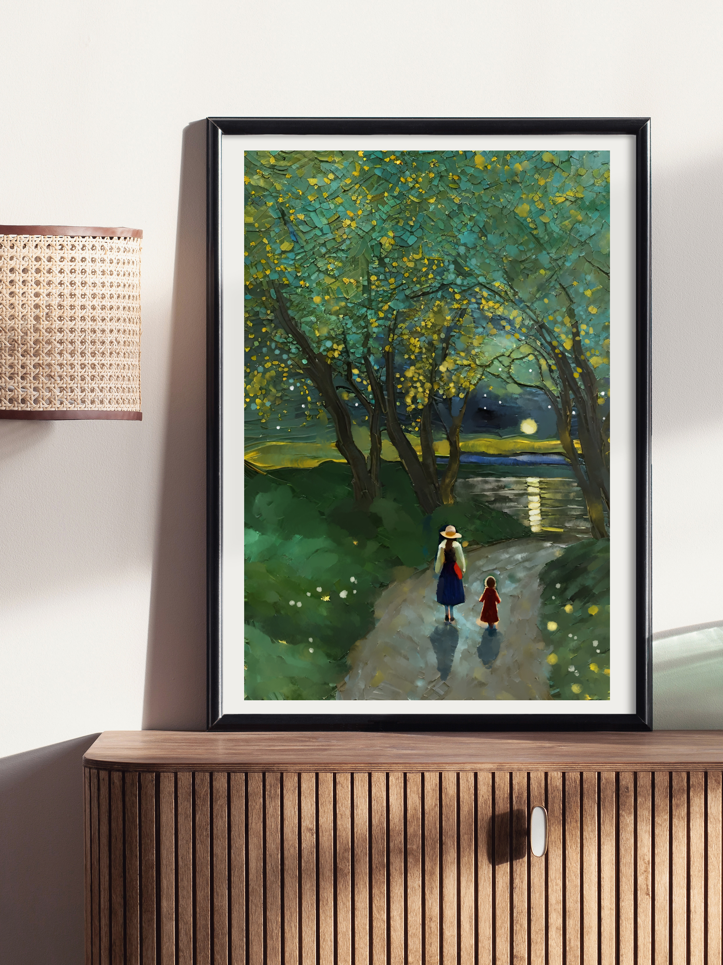 Walking in the Moonlight - Illustrated Print by Thomas Little