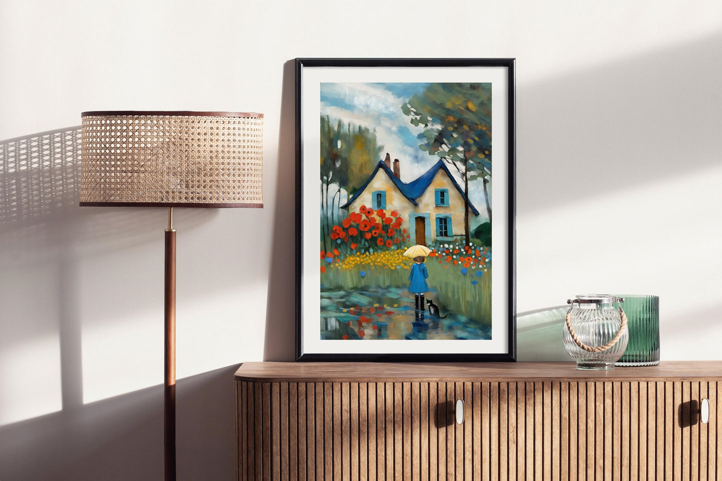 Walk in the Rain - Illustrated Print by Thomas Little