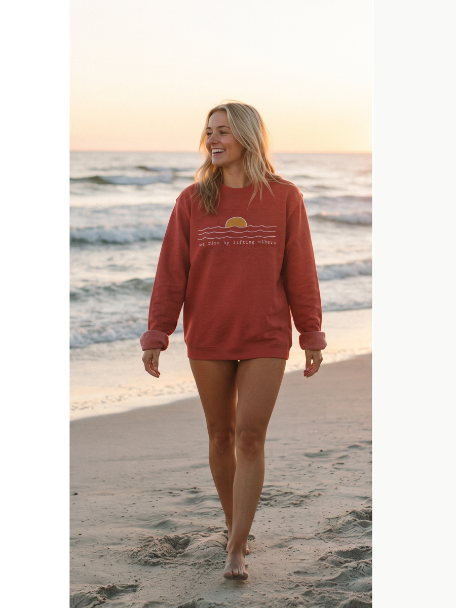 We Rise By Lifting Others Graphic Sweatshirt (Cranberry Heather color) - by OAT COLLECTIVE®