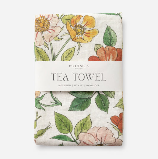Wild Roses - 100% Linen Tea Towel - by Botanica Paper Co.®