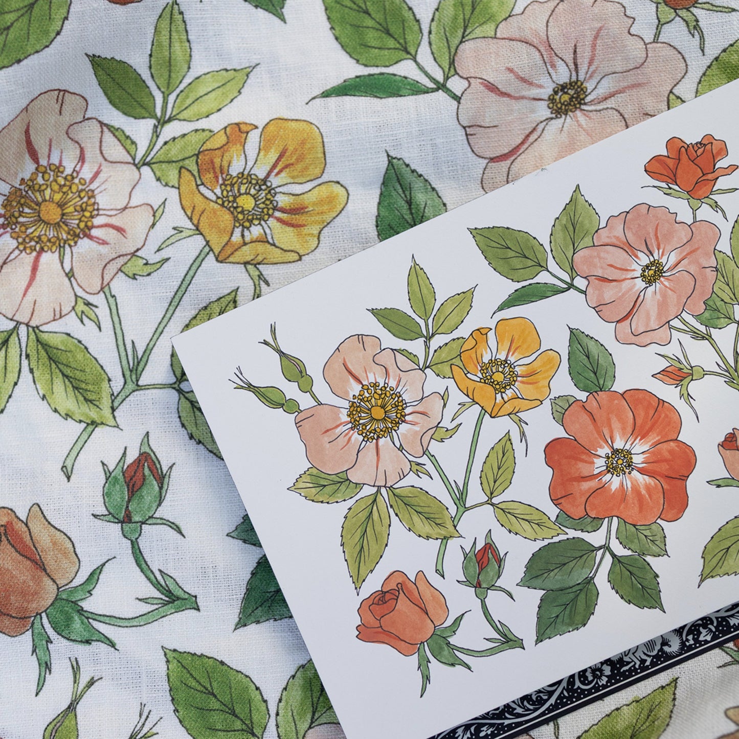 Wild Roses - 100% Linen Tea Towel - by Botanica Paper Co.®