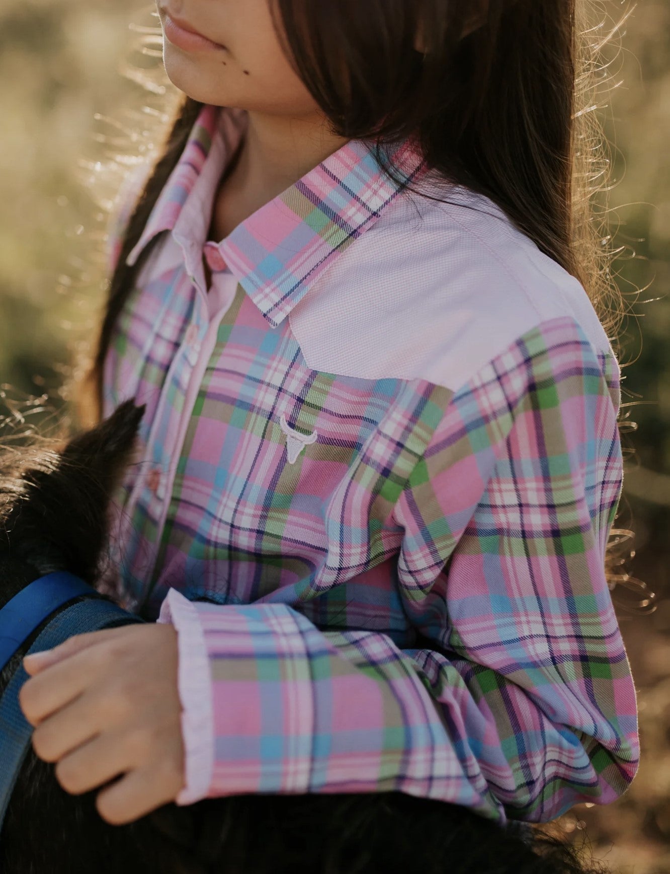 Willow - Pink Checked Yoke Western Long Sleeve Shirt - Baby & Toddler