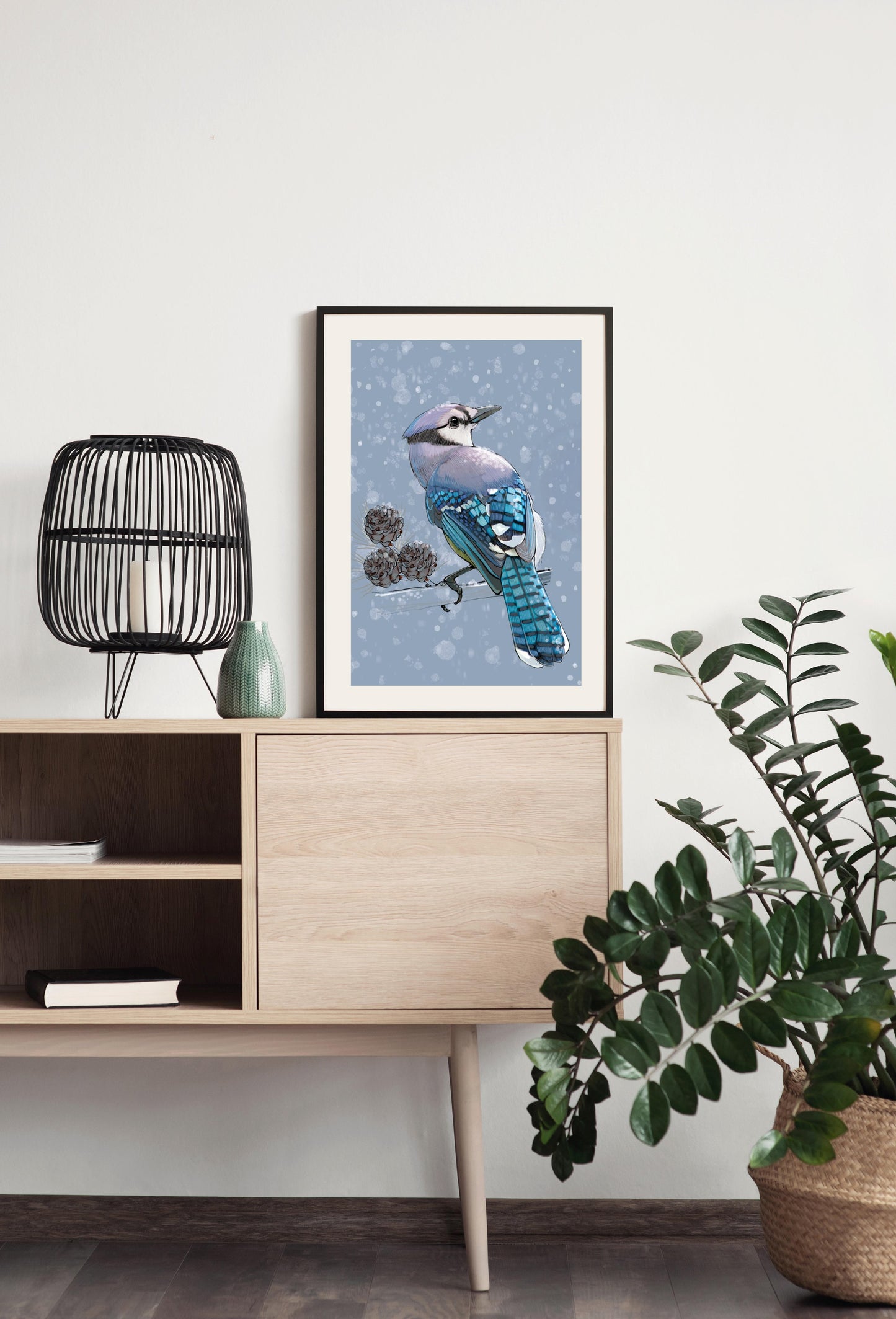 Winter Bluejay - Illustrated Print by Thomas Little