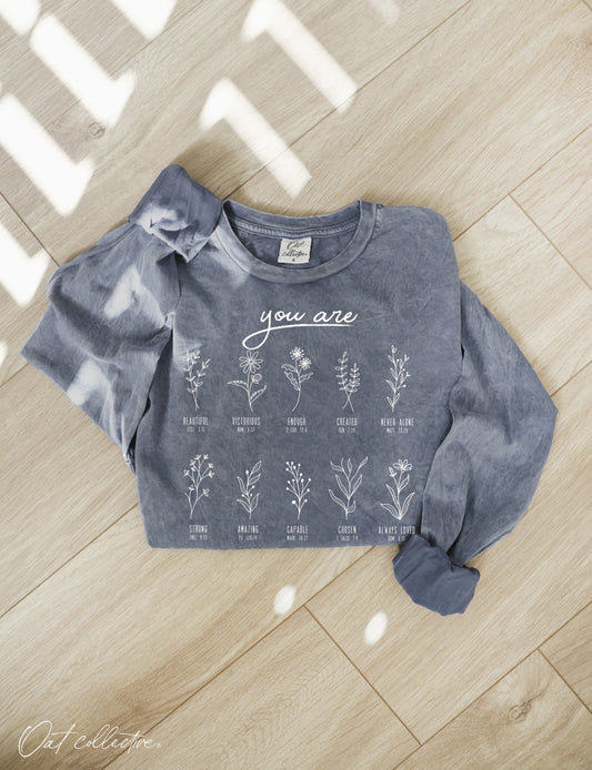 You Are Mineral Washed Long Sleeve Graphic (Storm color) - by OAT COLLECTIVE®