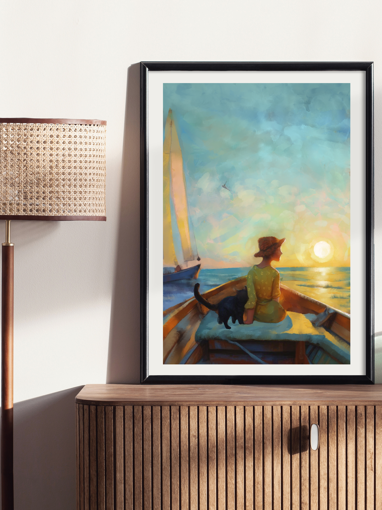 You Me and the Golden Sea - Illustrated Print by Thomas Little