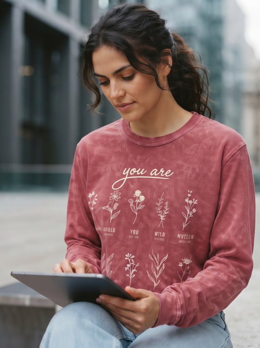 You Are Mineral Washed Long Sleeve Graphic (Cardinal color)- by OAT COLLECTIVE®
