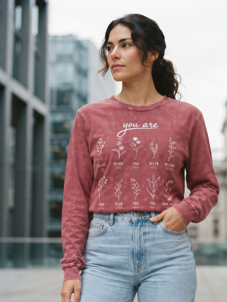 You Are Mineral Washed Long Sleeve Graphic (Cardinal color)- by OAT COLLECTIVE®
