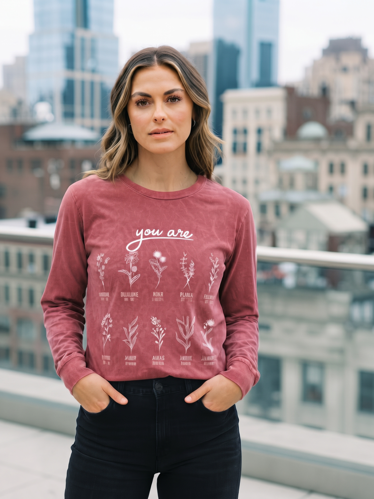You Are Mineral Washed Long Sleeve Graphic (Cardinal color)- by OAT COLLECTIVE®
