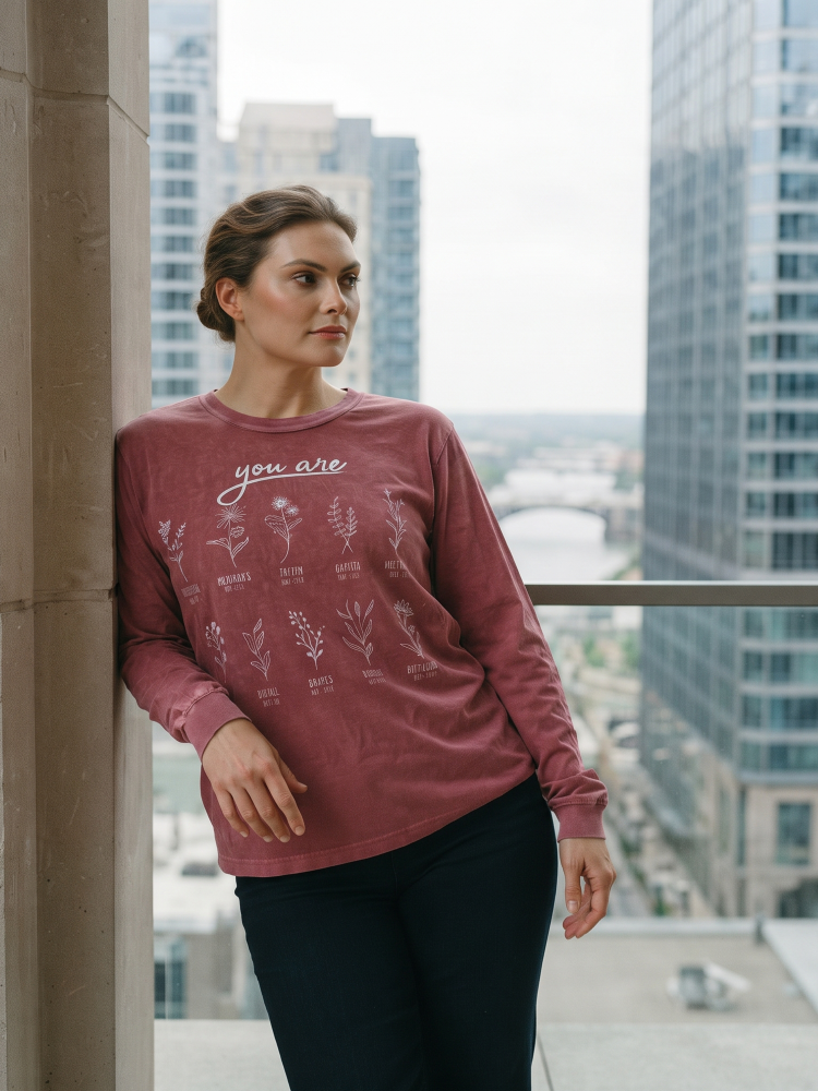 You Are Mineral Washed Long Sleeve Graphic (Cardinal color)- by OAT COLLECTIVE®