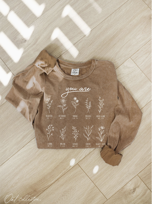 You Are Mineral Washed Long Sleeve Graphic (Toast color) - by OAT COLLECTIVE®