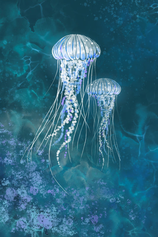 Ascending Jellies - Illustrated Print by Thomas Little