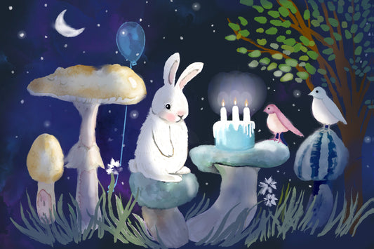 Baby Bunny Turns Three - Illustrated Print by Thomas Little