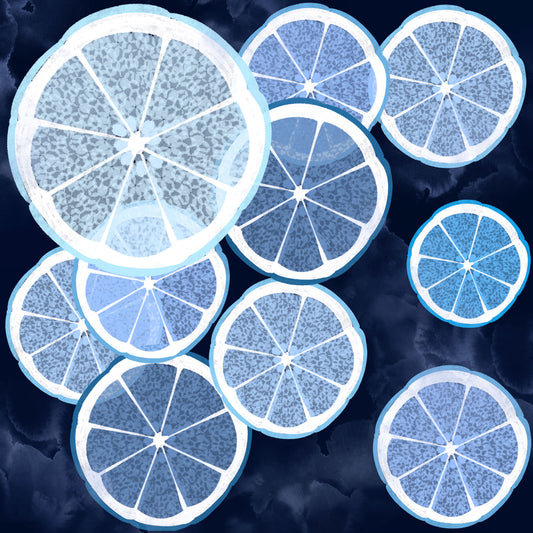 Blue Citrus - Illustrated Print by Thomas Little