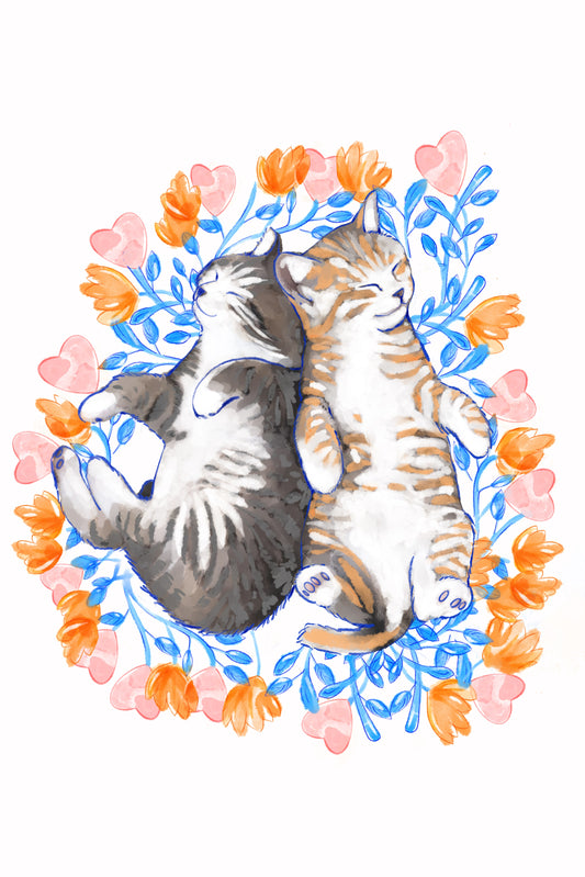 Cat Love, a Valentine Story - Illustrated Print by Thomas Little