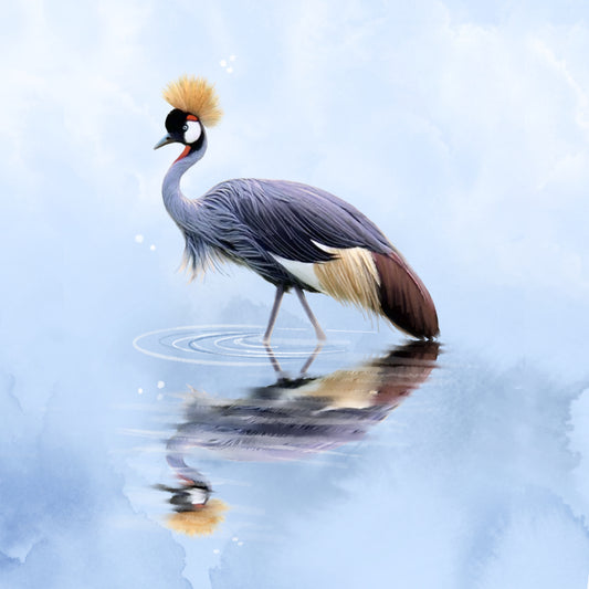 Contemplating Crane - Illustrated Print by Thomas Little