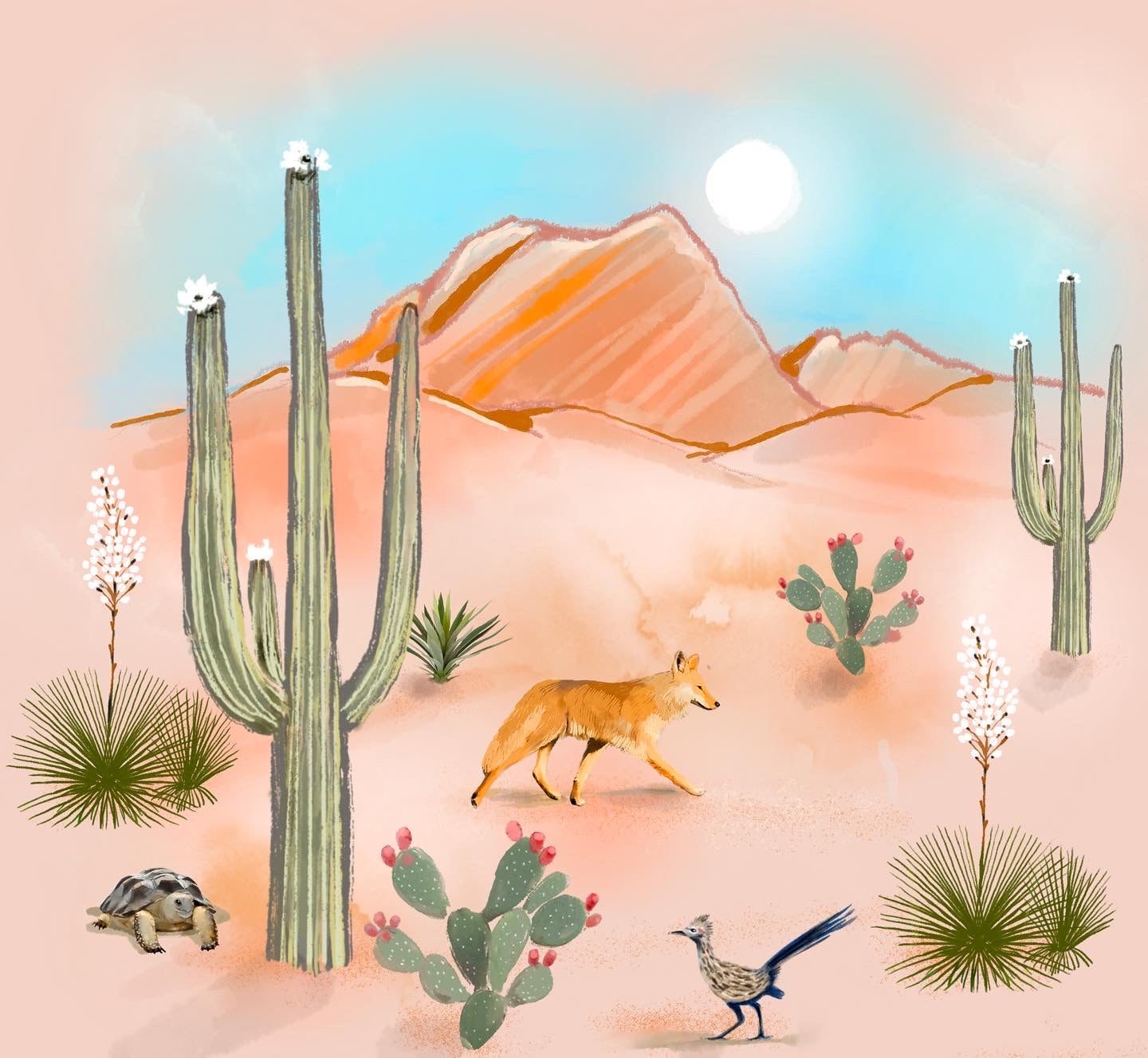 Desert Dwellers Day - Illustrated Print by Thomas Little
