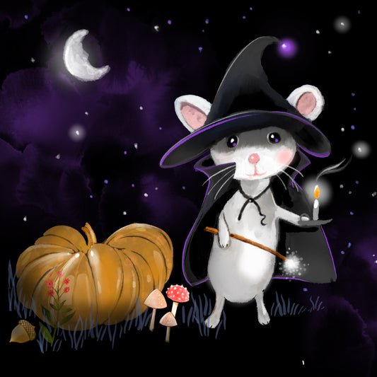 Halloween Night Magic - Illustrated Print by Thomas Little