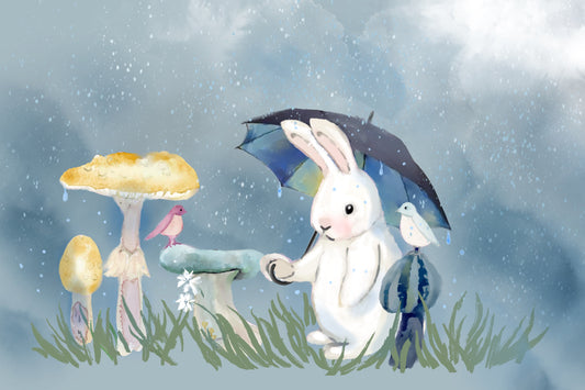 Into Every Life Some Rain Must Fall - Illustrated Print by Thomas Little