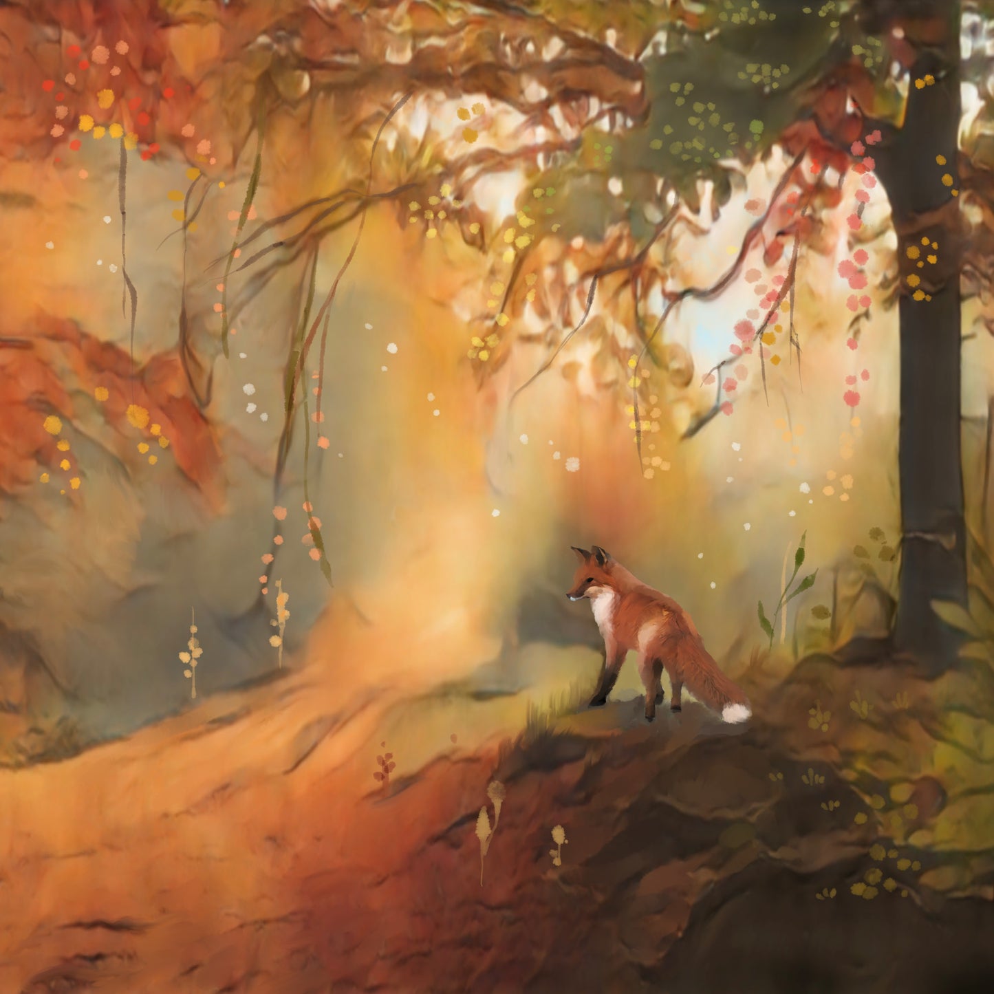 Little Fox in Mystic Forest - Illustrated Print by Thomas Little