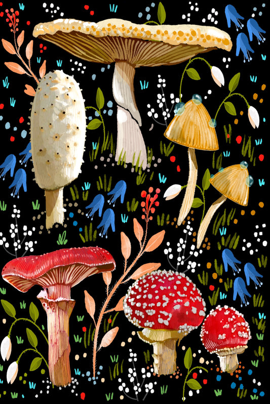 Mushroom Love - Illustrated Print by Thomas Little