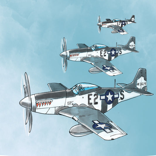 P-51 Mustang - Illustrated Print by Thomas Little