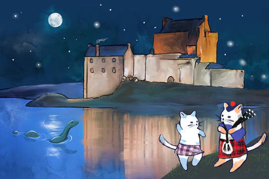 Scotland Global Cats - Illustrated Print by Thomas Little