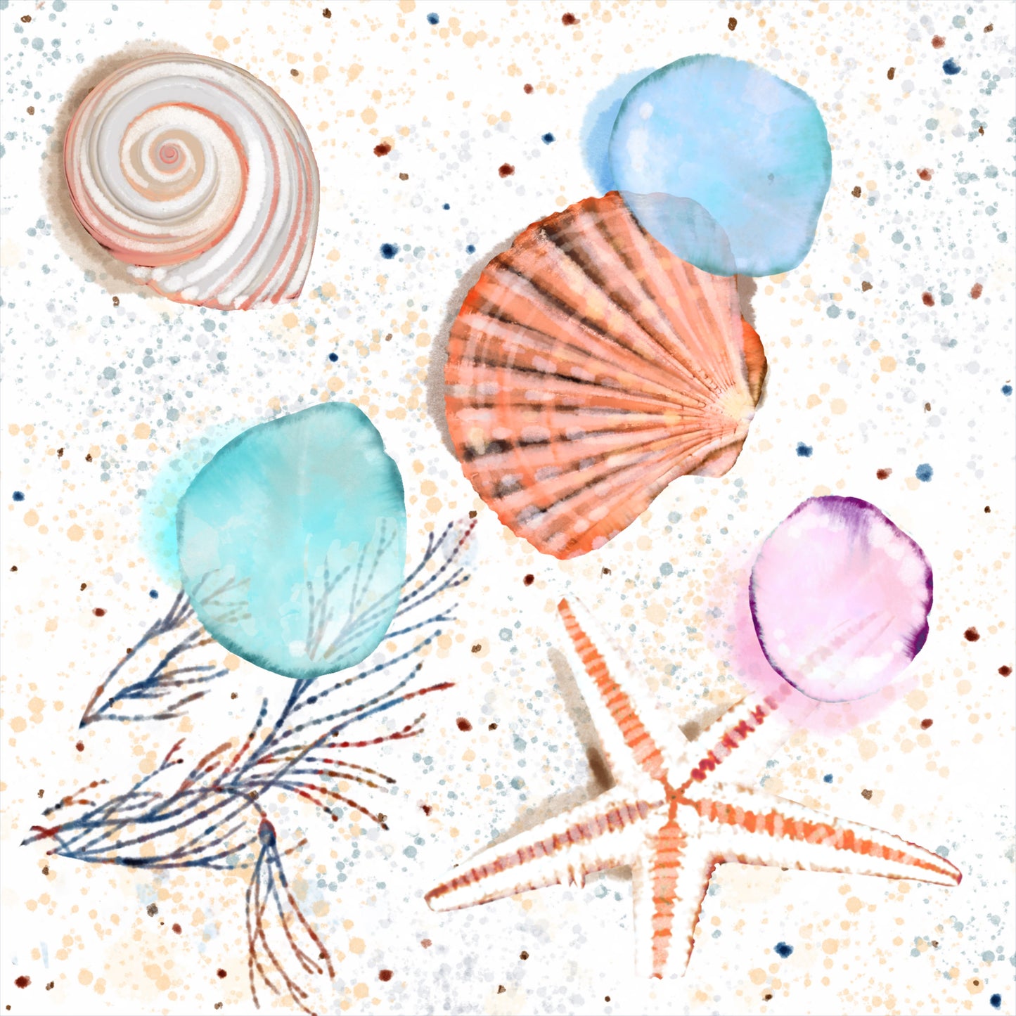 Shells Sand and Seaglass - Illustrated Print by Thomas Little