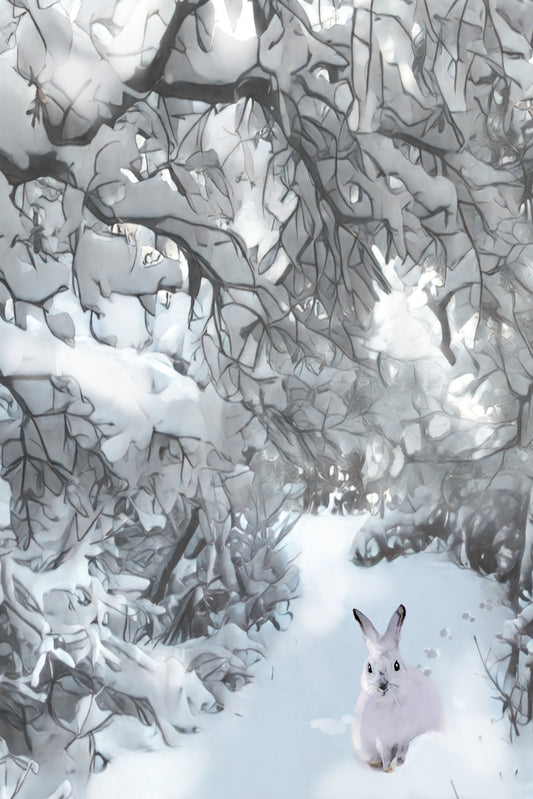 Snowshoe Rabbit - Illustrated Print by Thomas Little