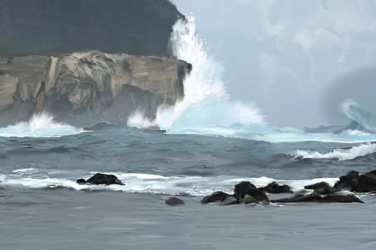 Stormy Sea - Illustrated Print by Thomas Little