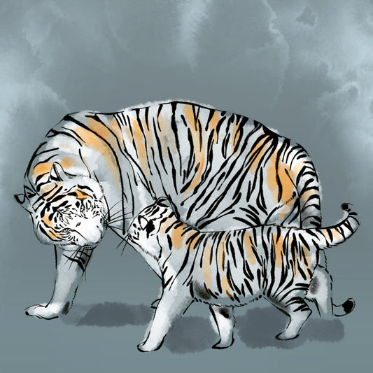 Tiger Nurture - Illustrated Print by Thomas Little