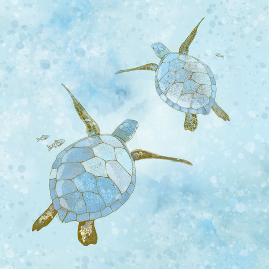 Turquoise Sea Turtles - Illustrated Print by Thomas Little