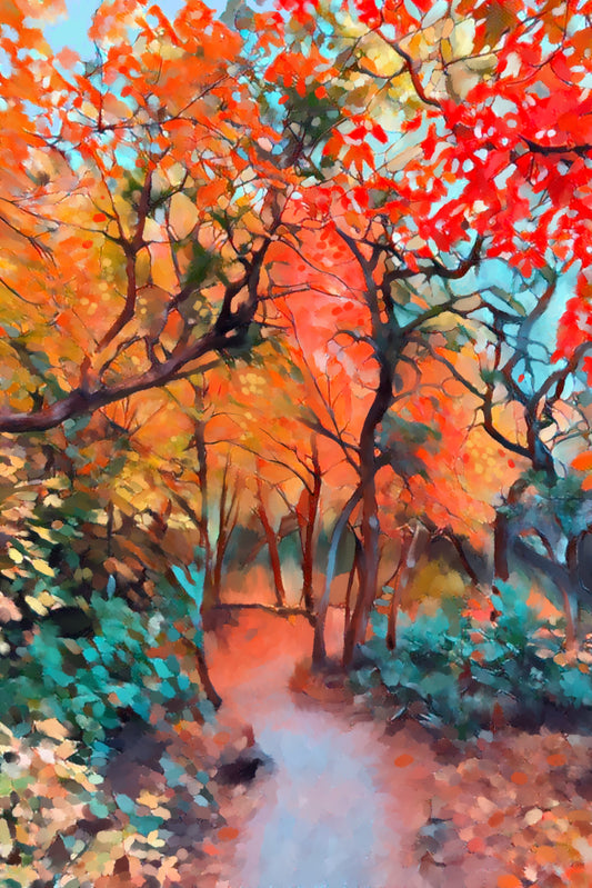 Walking Through Autumn Trails - Illustrated Print by Thomas Little